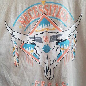 urban necessities brand unisex tee shirt with Aztec skull design, vegas,  size L